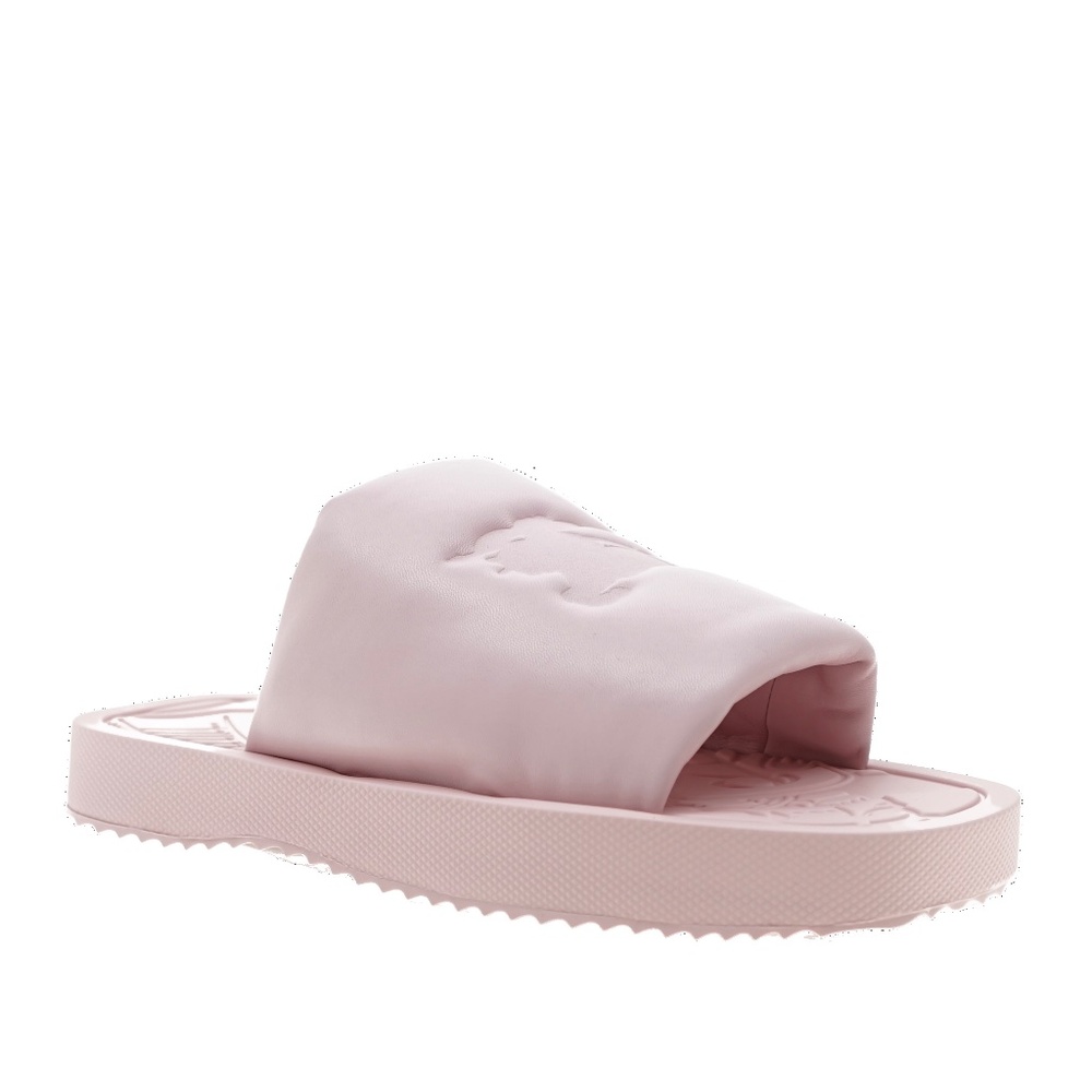 Burberry Knight Slab Slides Pink Leather Size 37 New - Picture 3 of 6